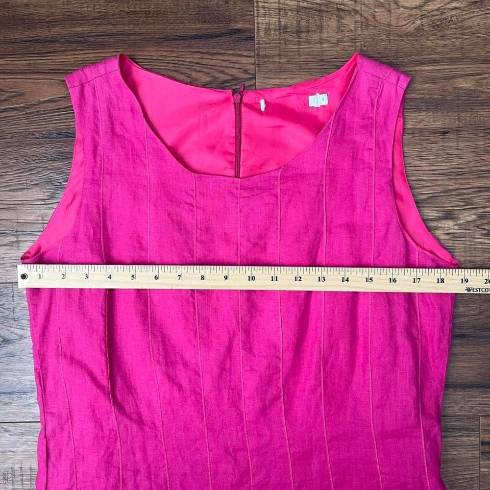 J Crew Pink 100% Linen Fit Flare High Neck Dress Women 8 Summer Coastal Preppy - Picture 3 of 6